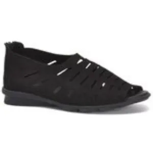 NEW ARCHE Christos Women's Black Leather Flats Zip Back Size 9.5