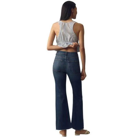NEW ASKK NY geek crop flare jeans in auburn
