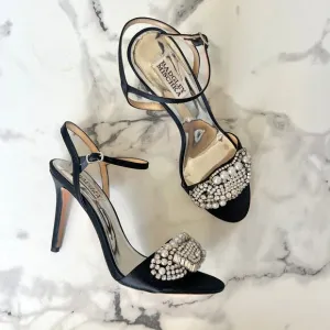 NEW Badgley Mischka Odelia Black Embellished Evening Sandal Heel Size 8