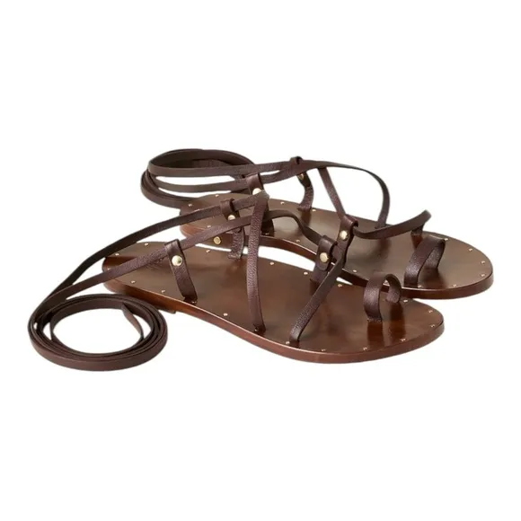 New Beek Gladiator Seriema Leather Strappy Sandals Size 10