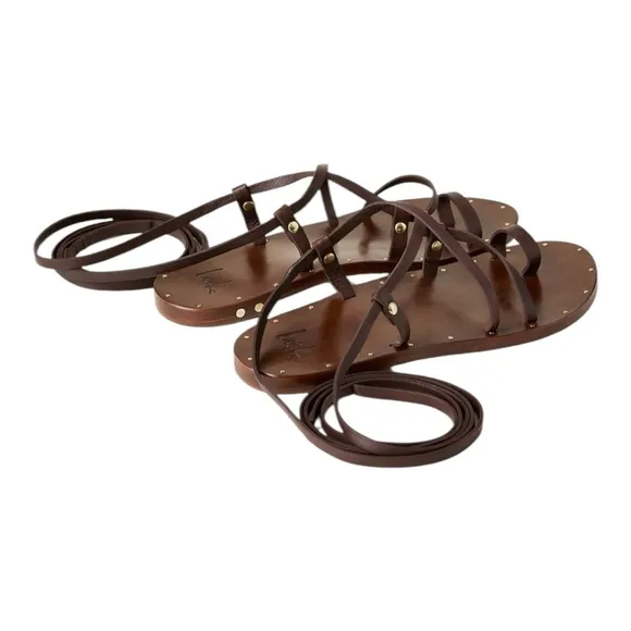 New Beek Gladiator Seriema Leather Strappy Sandals Size 10