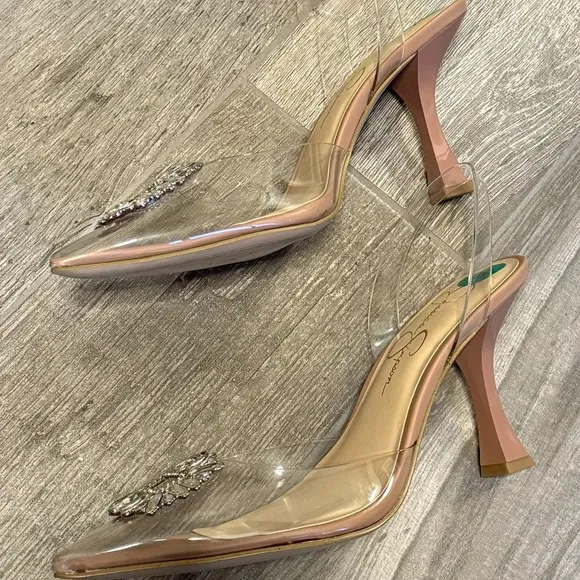 New Clear Heels with Crystal Embellishment