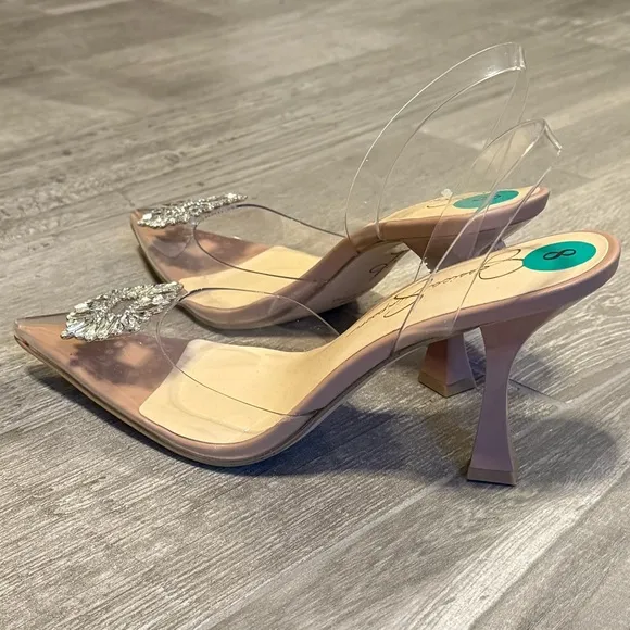New Clear Heels with Crystal Embellishment