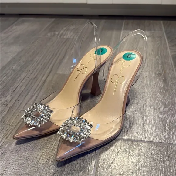 New Clear Heels with Crystal Embellishment