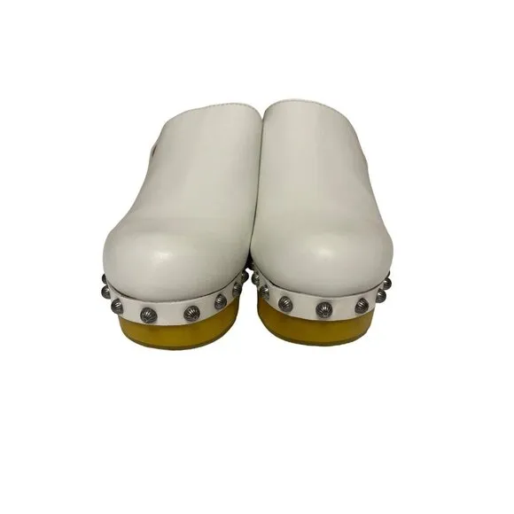 NEW! Dingo Deadwood Clog Mules White Leather Studded Shoes Women's Size 8