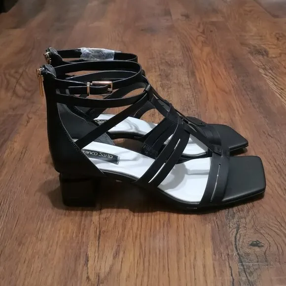 NEW Franco Sarto Women's Korie Strappy Gladiator Heeled Sandal Black Size 10M