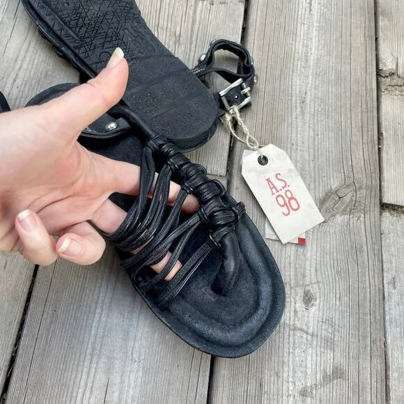 NEW Free People A.S.98 Marin Black Leather Strappy Gladiator Sandals 37
