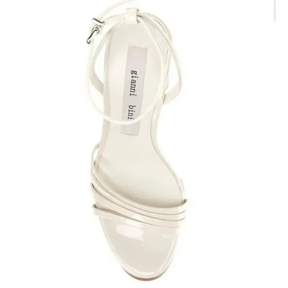 NEW Gianni Bini Parrish Strappy Patent Platform Sandals in White