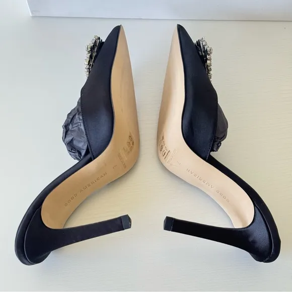 NEW! Good American Black Embellished Women's Shoes, Size 7