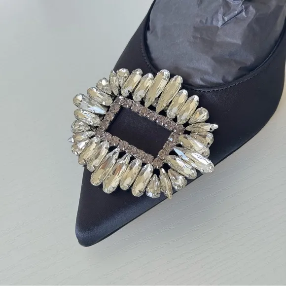NEW! Good American Black Embellished Women's Shoes, Size 7