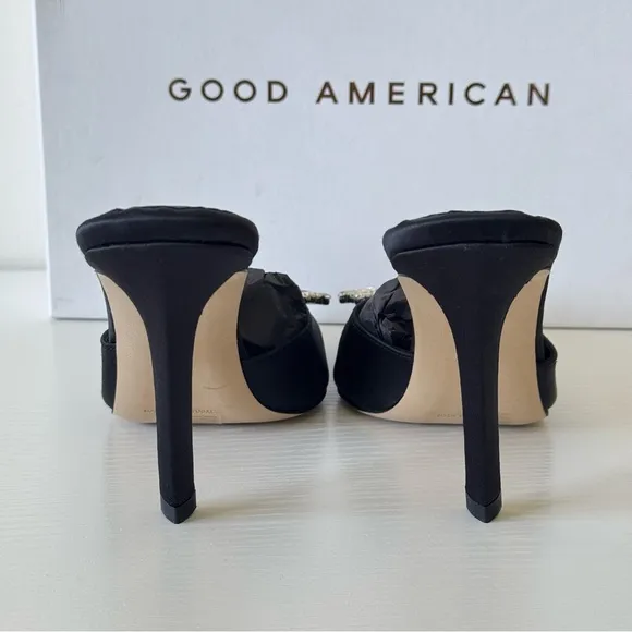 NEW! Good American Black Embellished Women's Shoes, Size 7