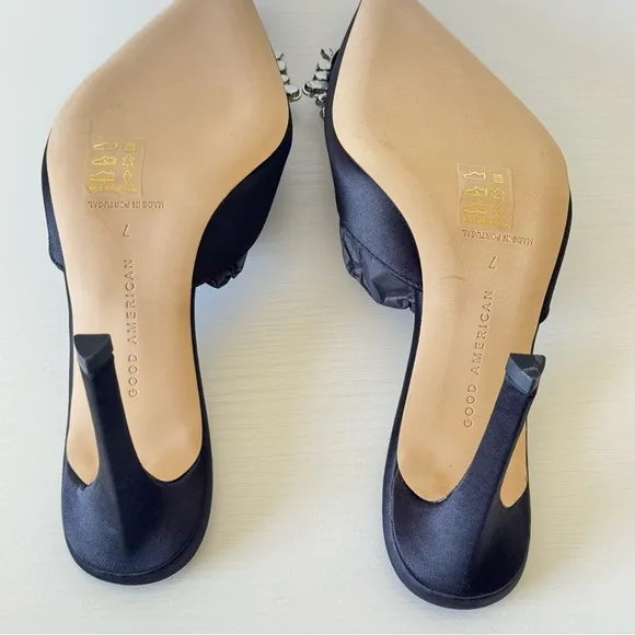 NEW! Good American Black Embellished Women's Shoes, Size 7