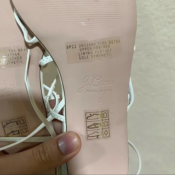 NEW J. Crew Italy ivory white strappy small kitten heel leather sandals