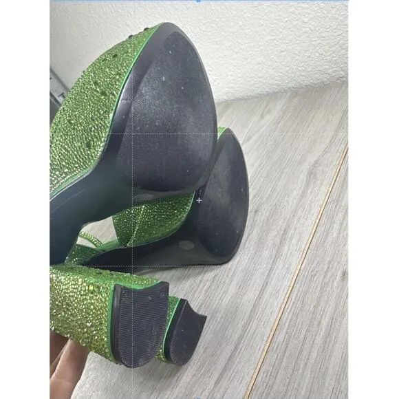 NEW JLO Jennifer Lopez Revolve Block Heel Platform Gabels Party Glam Sparkly 6