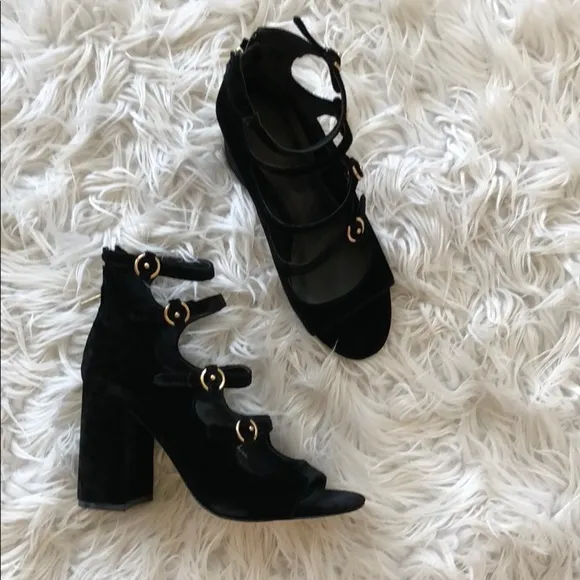 NEW • Joie • Laina Block Heel Velvet Sandals 9.5