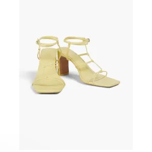 New Jonathan Simkhai Niki Strappy Square Toed Sandals in Chamomile size 37 6.5