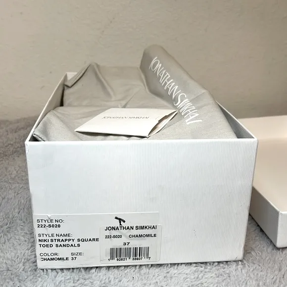 New Jonathan Simkhai Niki Strappy Square Toed Sandals in Chamomile size 37 6.5