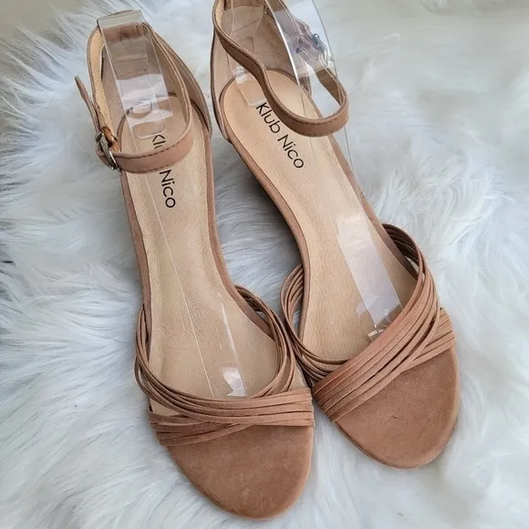 New Klub Nico Tan Strappy Wedge 10
