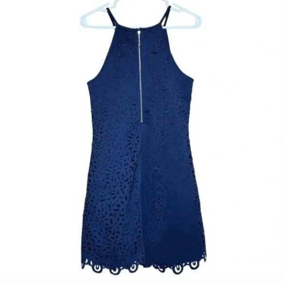 NEW Lilly Pulitzer Pearl Laser Cut Scuba Shift Dress Scuba True Navy Blue,Size S