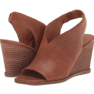 NEW Lucky Brand Womens Lordyn Open Toe Leather Wedge Ankle Shoes sz 10
