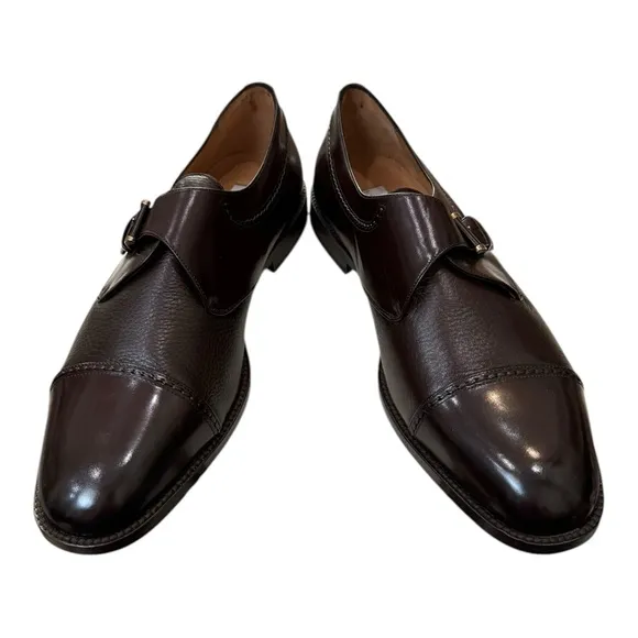 New Mezlan Istanbul Brown Leather Monk Strap Dress Shoes 13  13M