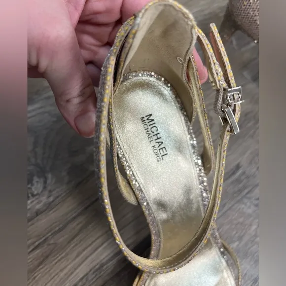 NEW Michael Michael Kors Kimberly Gold Glitter Heels