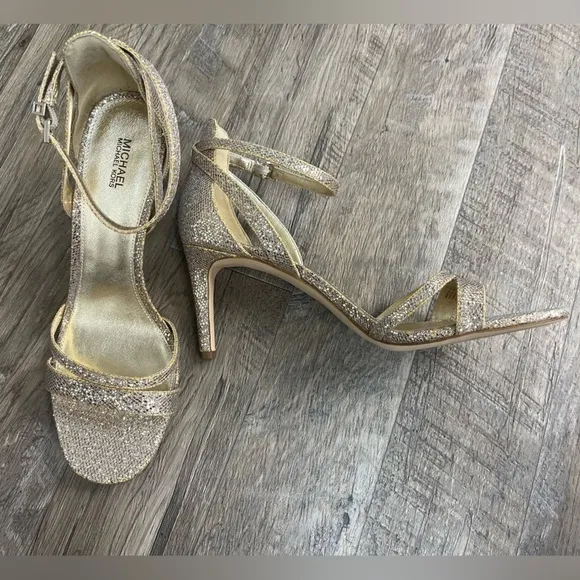 NEW Michael Michael Kors Kimberly Gold Glitter Heels