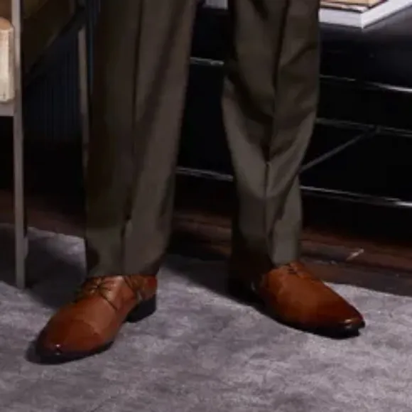 NEW! MICHAEL STRAHAN GENE MENS DRESS OXFORD SHOES - lace up BROWN LeathER 12 dlt