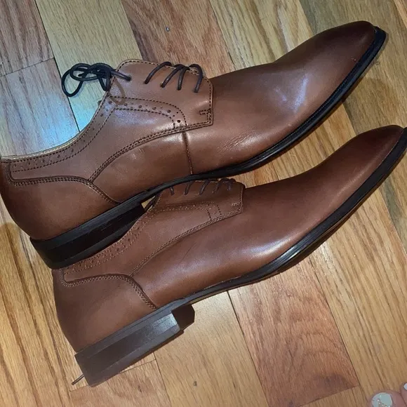 NEW! MICHAEL STRAHAN GENE MENS DRESS OXFORD SHOES - lace up BROWN LeathER 12 dlt