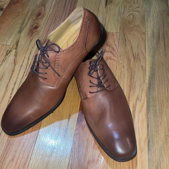 NEW! MICHAEL STRAHAN GENE MENS DRESS OXFORD SHOES - lace up BROWN LeathER 12 dlt