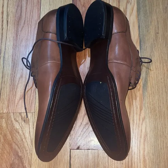 NEW! MICHAEL STRAHAN GENE MENS DRESS OXFORD SHOES - lace up BROWN LeathER 12 dlt