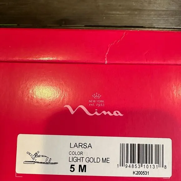 New NIB Big Kids Nina Larsa Gold Beaded‎ Leather Strappy Sandals Size 5 Y