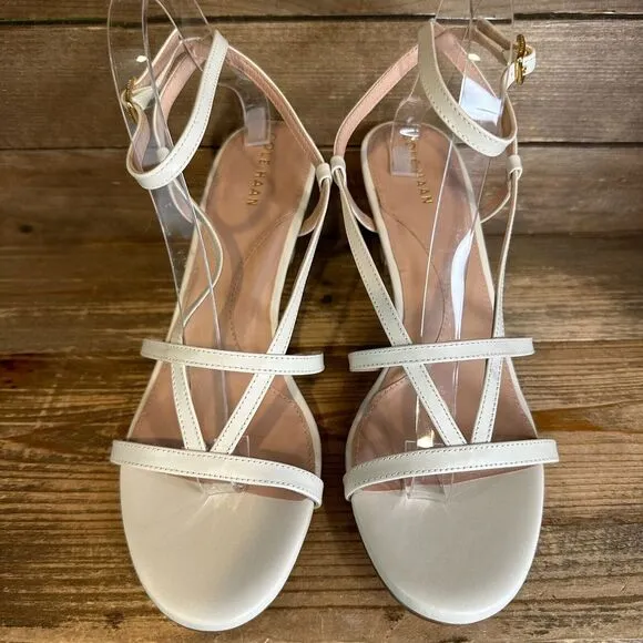 New‎ NIB Womens Cole Haan Amber Ivory Leather Strappy Heeled Sandals Size 10 B