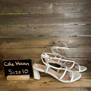 New‎ NIB Womens Cole Haan Amber Ivory Leather Strappy Heeled Sandals Size 10 B