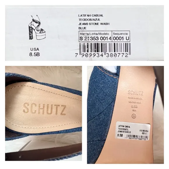 New! Rare SCHUTZ Latifah Denim Strappy Platform Sandals