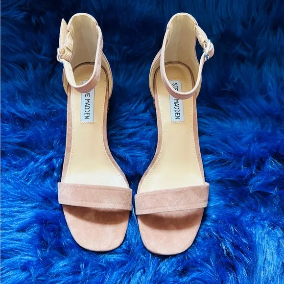 New! Rare STEVE MADDEN Regard Suede Block Animal Print Heel Strappy Sandals