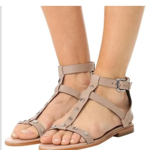 New Rebecca Minkoff Women's Beige Studded Sandals Shoes