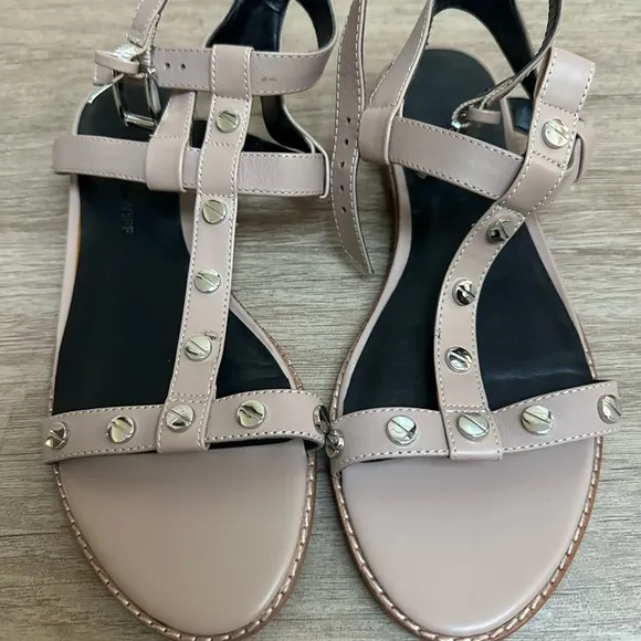 New Rebecca Minkoff Women's Beige Studded Sandals Shoes