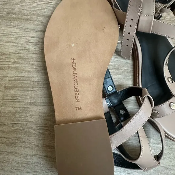 New Rebecca Minkoff Women's Beige Studded Sandals Shoes