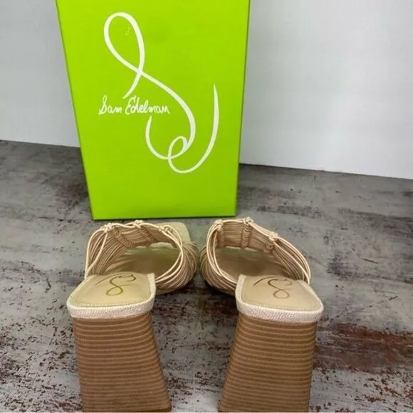 New Sam Edelman LAURETTE BLOCK HEEL MULE Shoes almond 7