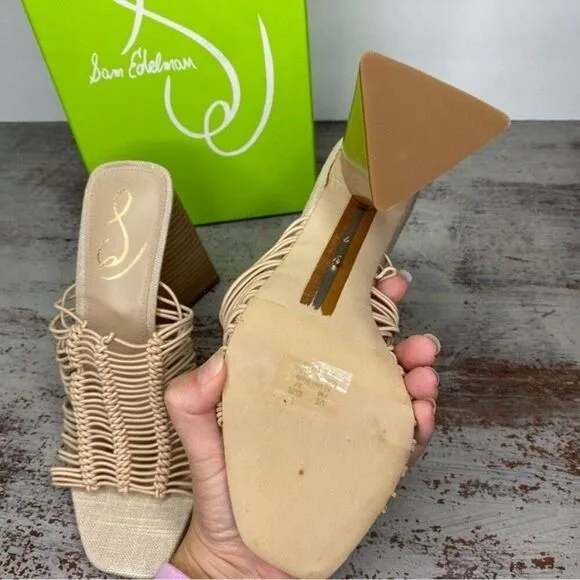 New Sam Edelman LAURETTE BLOCK HEEL MULE Shoes almond 7