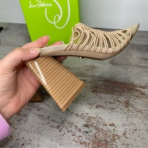 New Sam Edelman LAURETTE BLOCK HEEL MULE Shoes almond 7