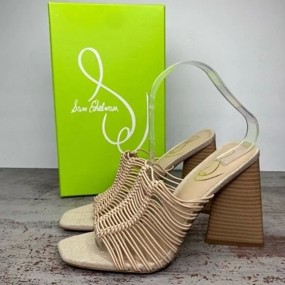 New Sam Edelman LAURETTE BLOCK HEEL MULE Shoes almond 7