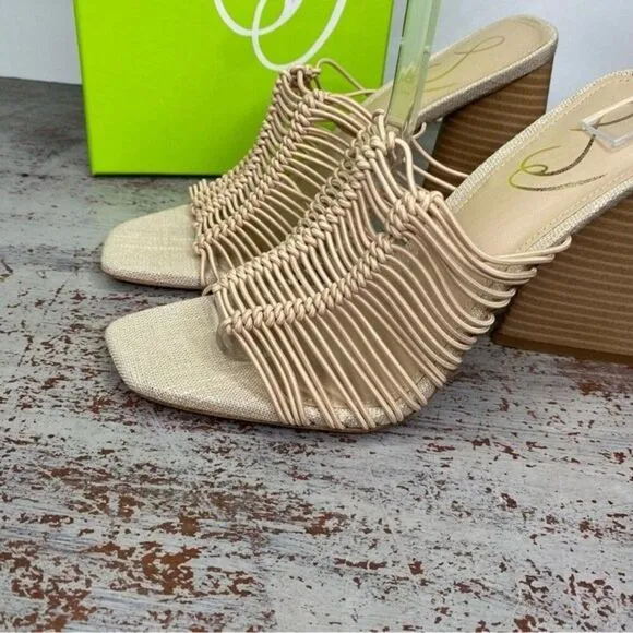 New Sam Edelman LAURETTE BLOCK HEEL MULE Shoes almond 7