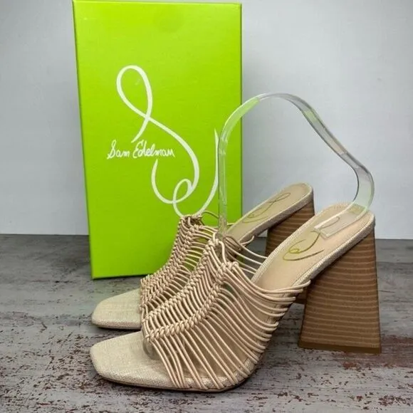New Sam Edelman LAURETTE BLOCK HEEL MULE Shoes almond 7