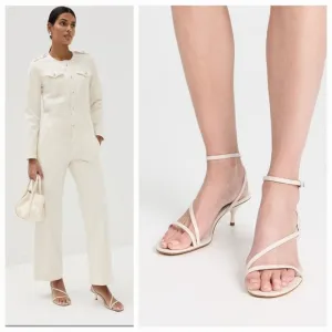 NEW Schutz Helene Kitten Heel Strappy Gladiayor Sandal in Pearl White SIZE 11