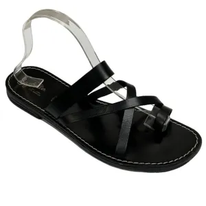 New Seychelles Black Leather Sandals Slip On Strappy Toe Loop 1/2” Heel Size 8