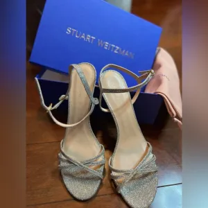 NEW Stuart Weitzman Silver Strappy Sandals