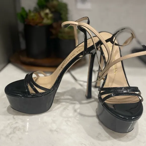 New! Stuart Weitzman Women's‎ Soiree Strappy Leather Platform Sandals Sz 8 $575