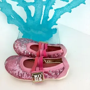 NEW TODDLER GIRL MICHAEL KORS PINK SEQUENCE EMBELLISHED FLATS SHOES SZ 9